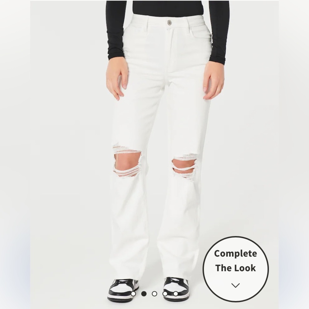 Ultra High-Rise Ripped White Dad Jeans